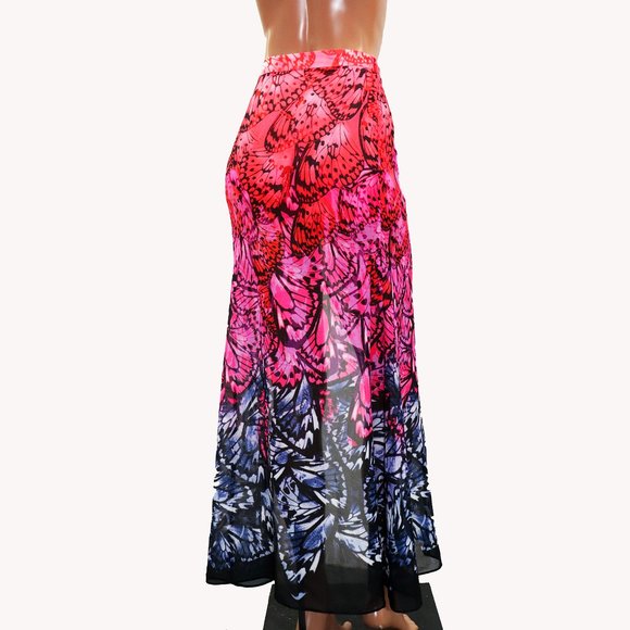 MISS SIXTY bold & Vibrant PRINTED maxi skirt THIGH High SLIT Small - Picture 4 of 8